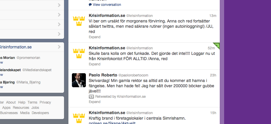 Twitter, Krisinformation